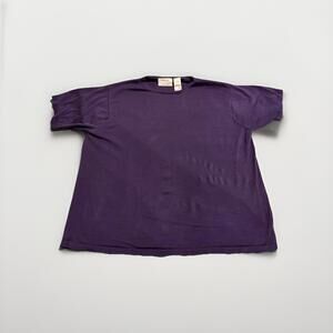 Kevo Ribbed Silk Blend Knit Top Purple Short Sleeve Sheath Shirt Size XL (A35)